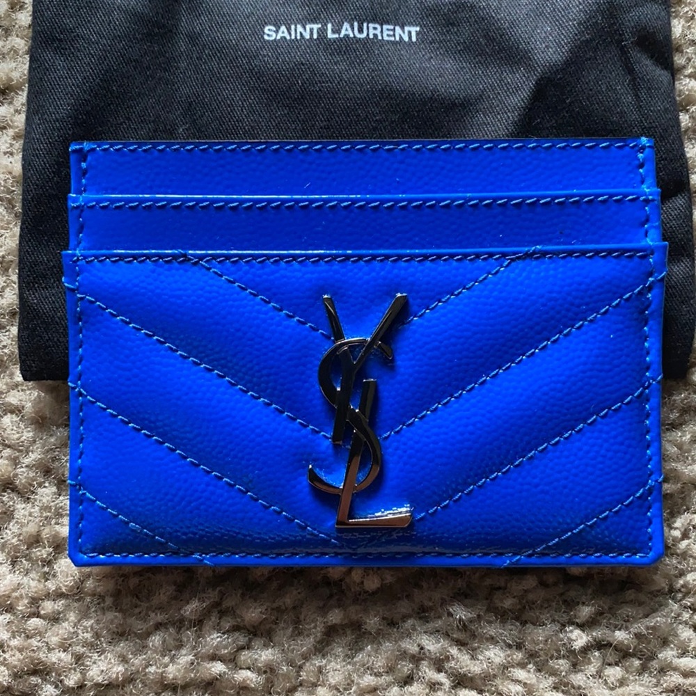 Brand new Saint Laurent Neon blue card holder